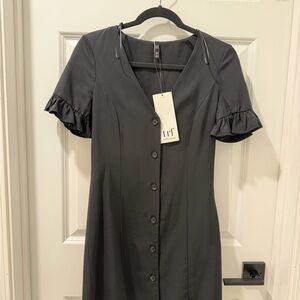 Zara TRF Black Ruffle Sleeve Mini Dress.